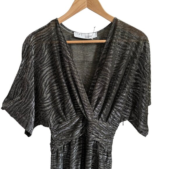 IRO 2 Volsun DISCO Metallic Midi Dress $425 Sheer Zebra Wrap Sparkly Glitter 34 - Picture 7 of 7
